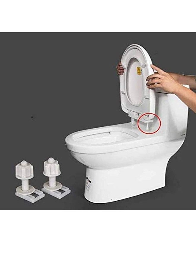 BATH GURU Plastic Toilet Seat Cover Screw Hinges for One Piece Toilets Seat Covers Repair Kit (One Pair, 38 MM X 23 MM) - White - Image 4